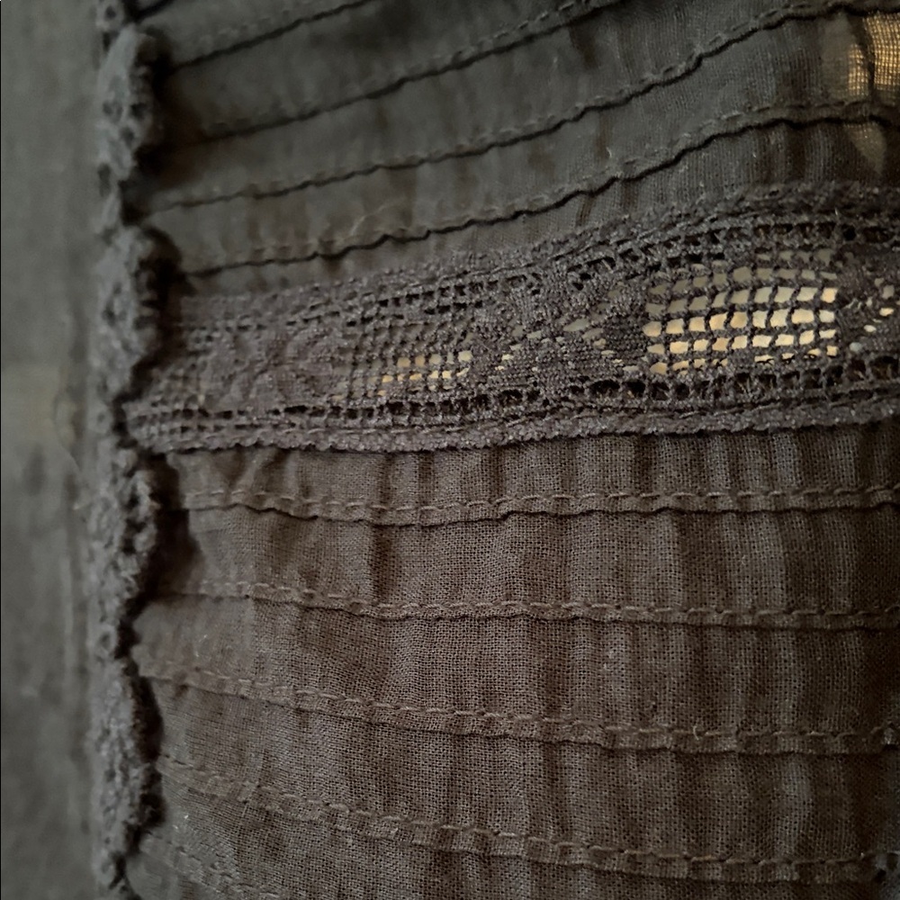 FREE PEOPLE | Cotton Black Lace Tunic Mini Dress with Pockets Coverup - Picture 8 of 16